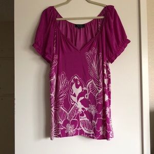 Karen Kane fuschia floral blouse